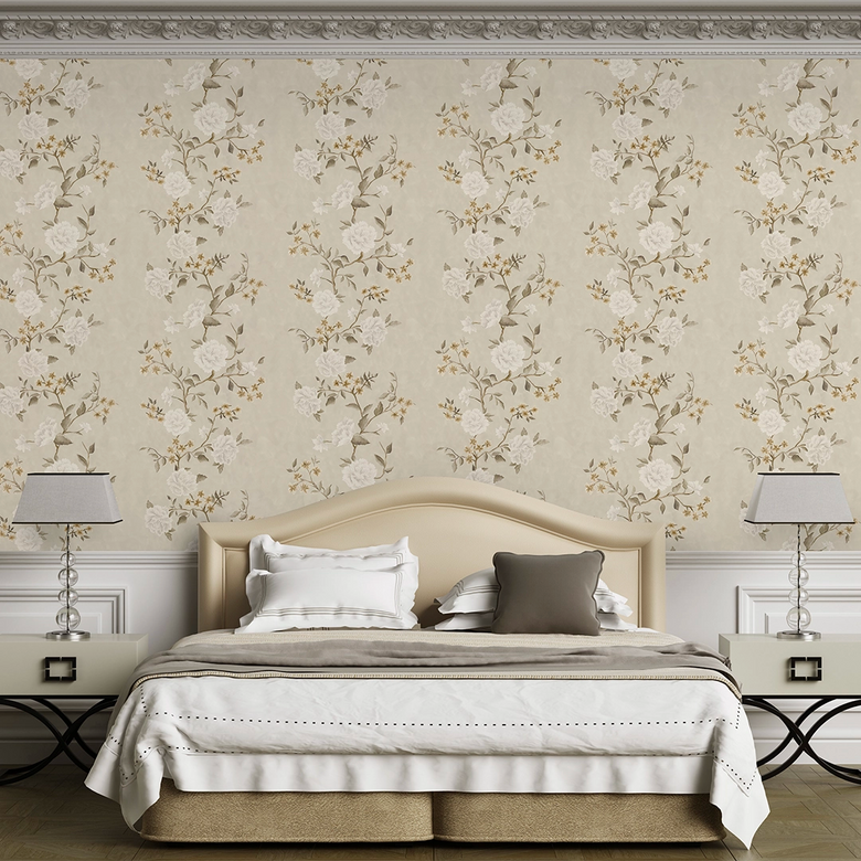 Summer in Peony Park Wallpaper in Golden Neutrals