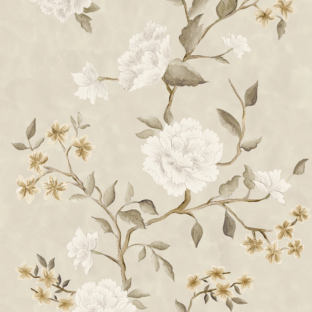 Summer in Peony Park Wallpaper in Golden Neutrals