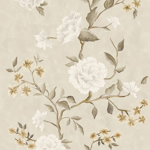 Summer in Peony Park Wallpaper in Golden Neutrals