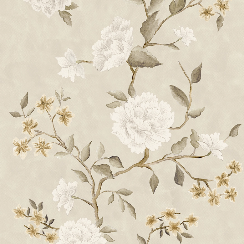 Summer in Peony Park Wallpaper in Golden Neutrals