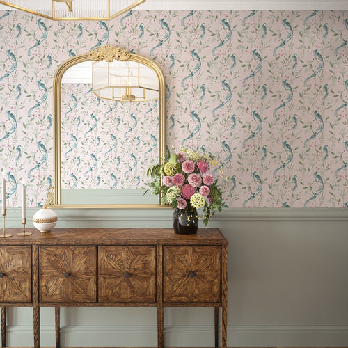 Sunrise Serenade Wallpaper in Blush and Teal