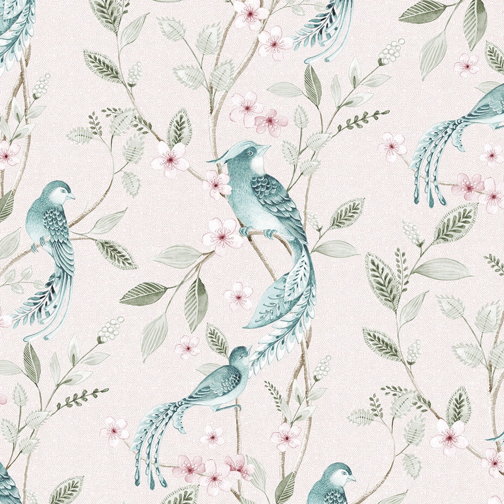 Sunrise Serenade Wallpaper in Blush and Teal