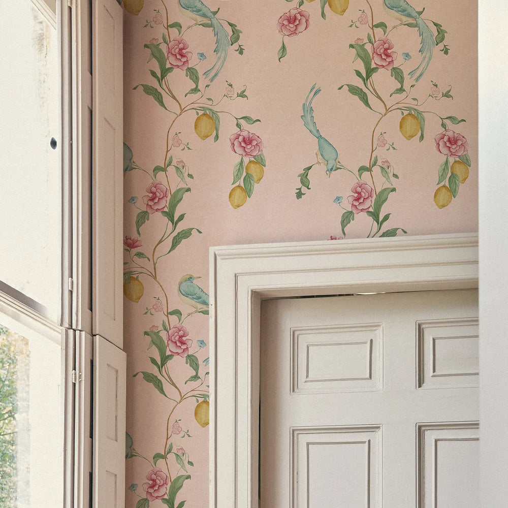 Suzhou Songbirds Wallpaper in Blossom Pink