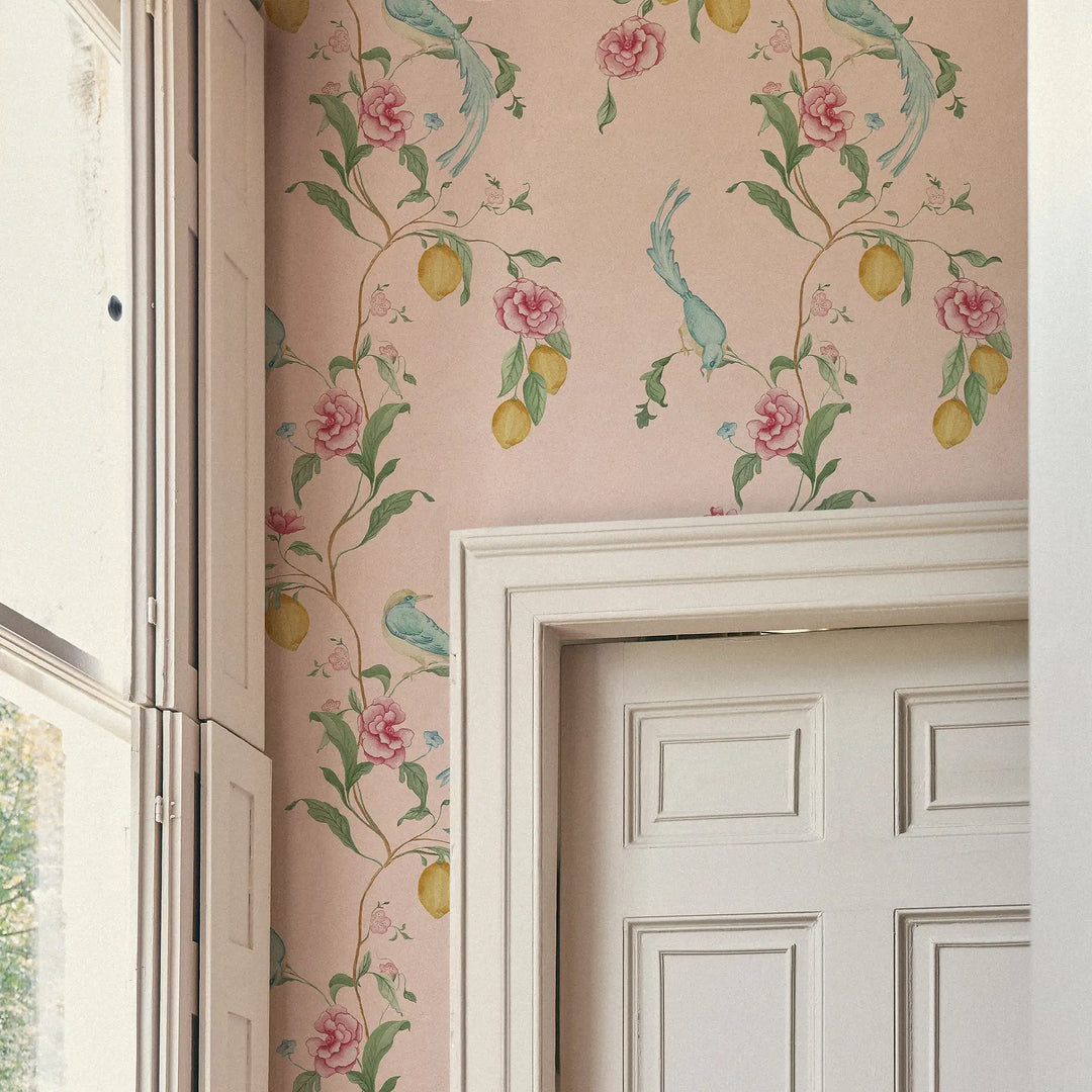 Suzhou Songbirds Wallpaper in Blossom Pink