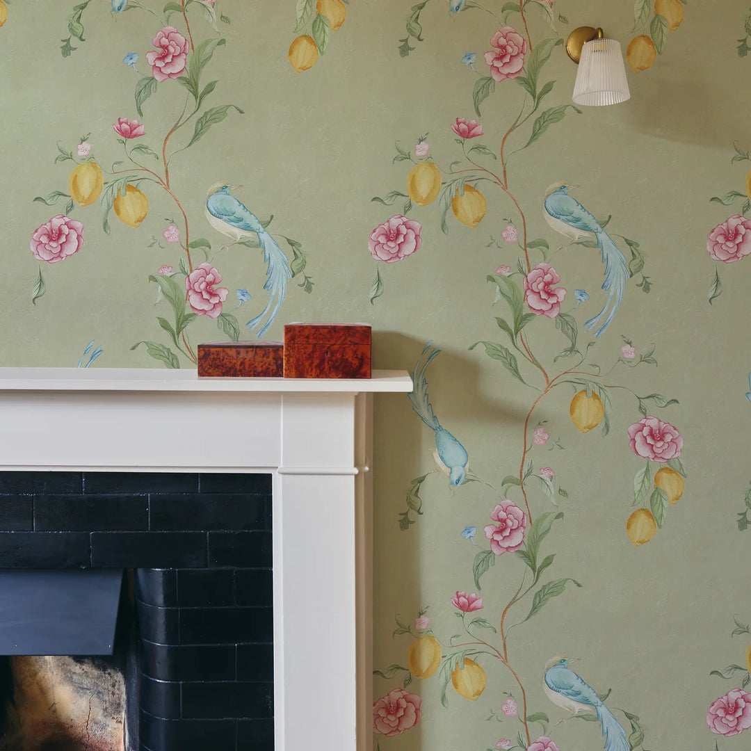 Suzhou Songbirds Wallpaper in Sage