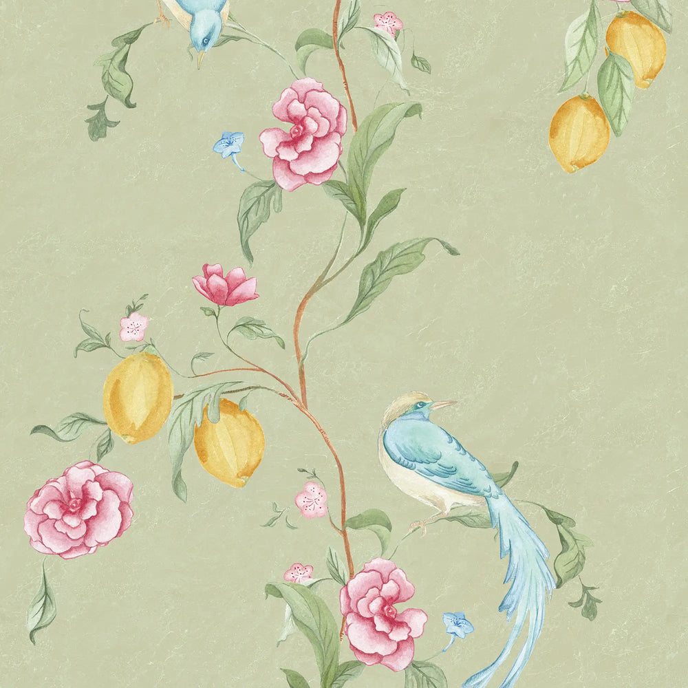 Suzhou Songbirds Wallpaper in Sage