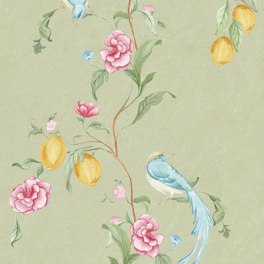 Suzhou Songbirds Wallpaper in Sage