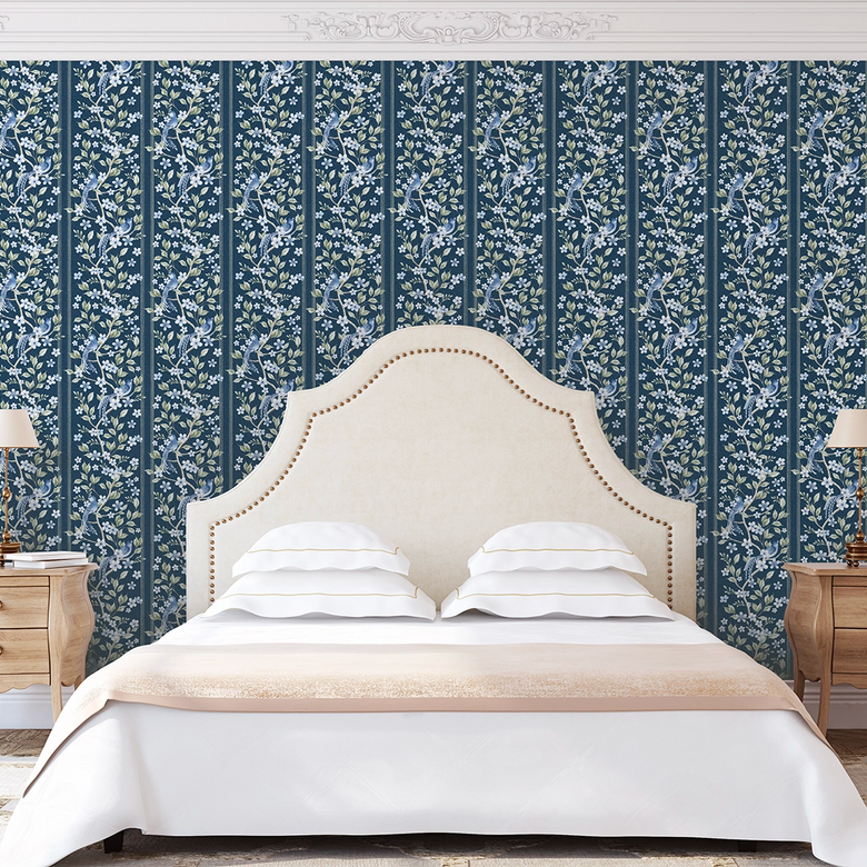 The Enchanted Garden Wallpaper in Navy