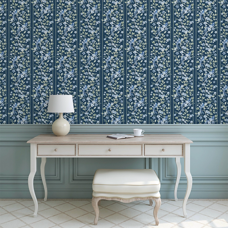 The Enchanted Garden Wallpaper in Navy