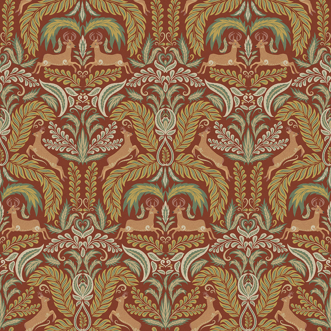 Sample of The Endearing Deer Wallpaper in Autumn Shades