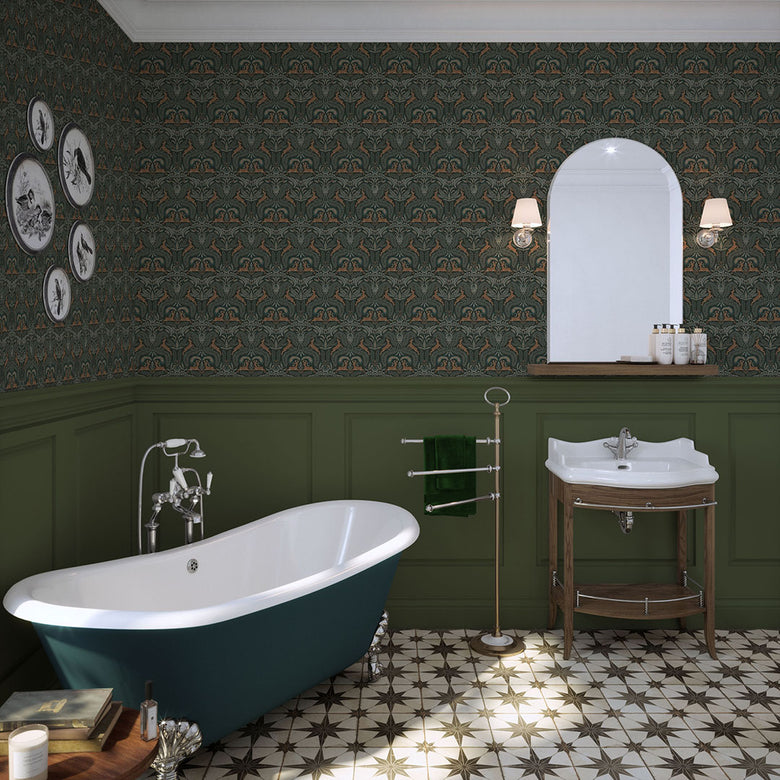 The Endearing Deer Wallpaper in Shades of Green