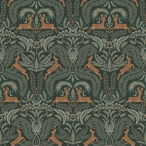 The Endearing Deer Wallpaper in Shades of Green