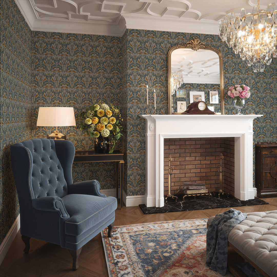 The Endearing Deer Wallpaper in Winter Blues