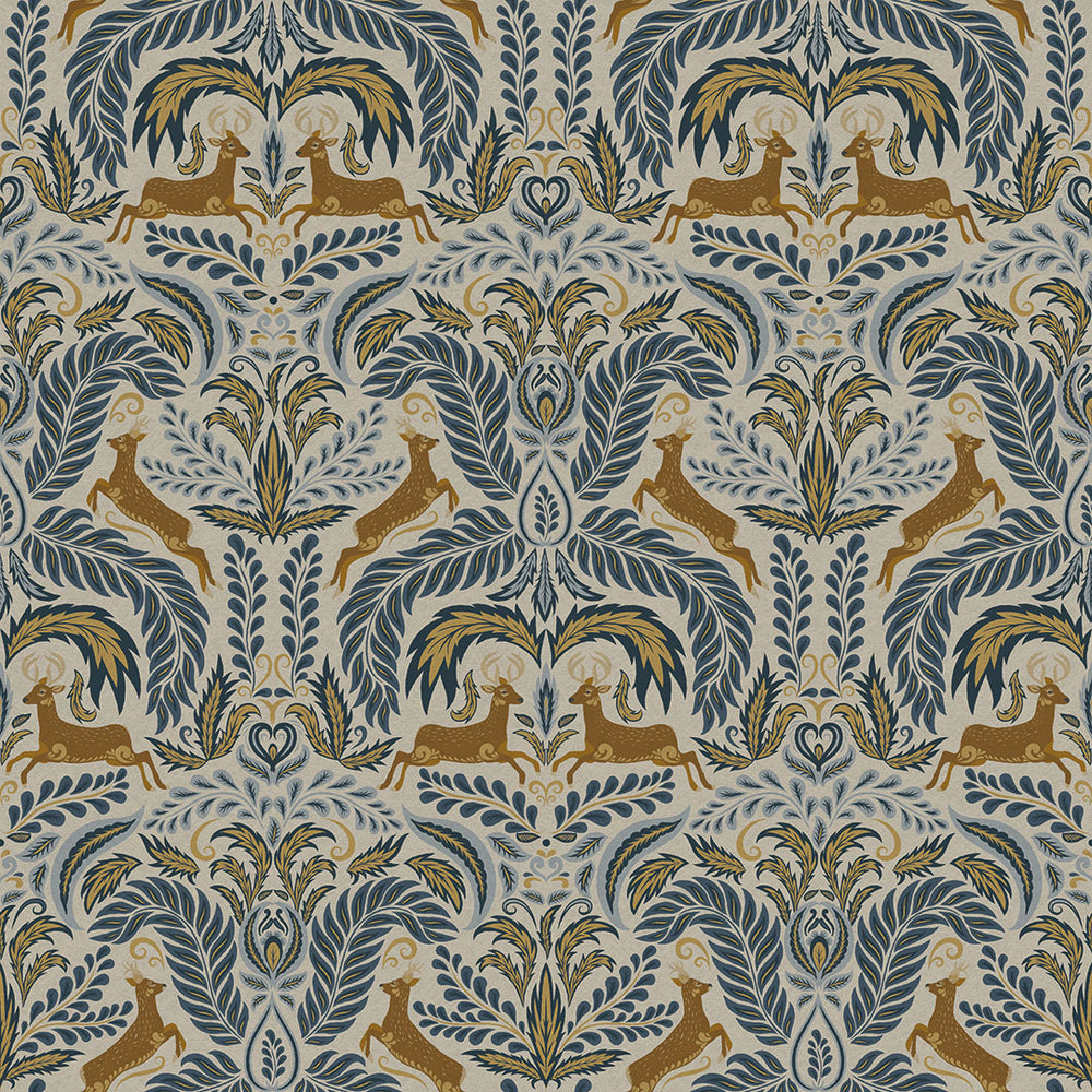 The Endearing Deer Wallpaper in Winter Blues