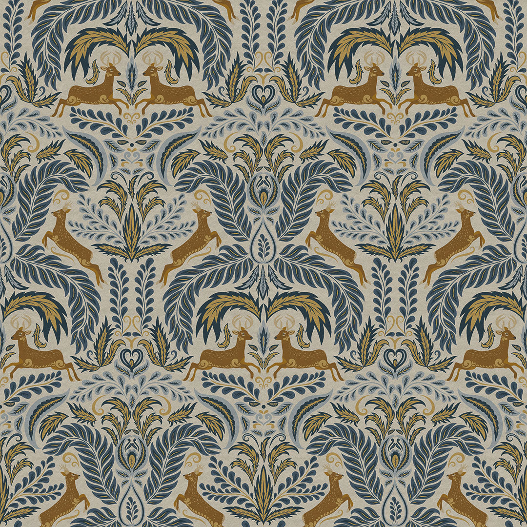 The Endearing Deer Wallpaper in Winter Blues