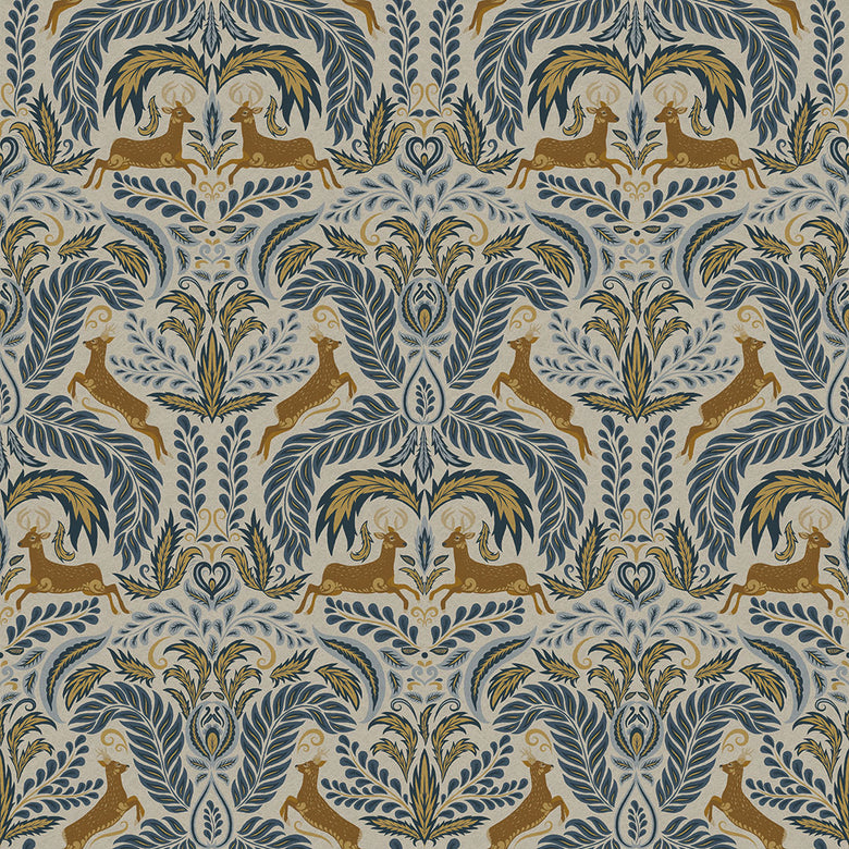 The Endearing Deer Wallpaper in Winter Blues
