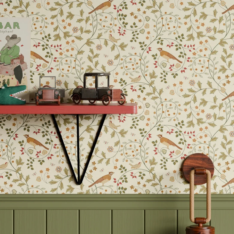 The Grand Estate Wallpaper in Rural Tones on Vintage Cream