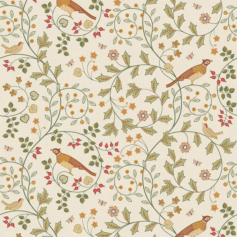 The Grand Estate Wallpaper in Rural Tones on Vintage Cream