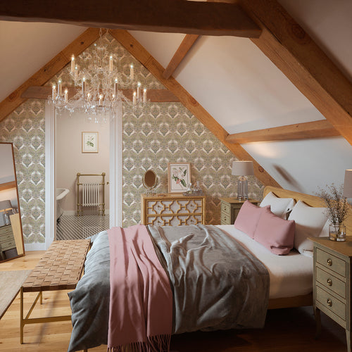 The Hopping Hare Wallpaper in Earthy Hues