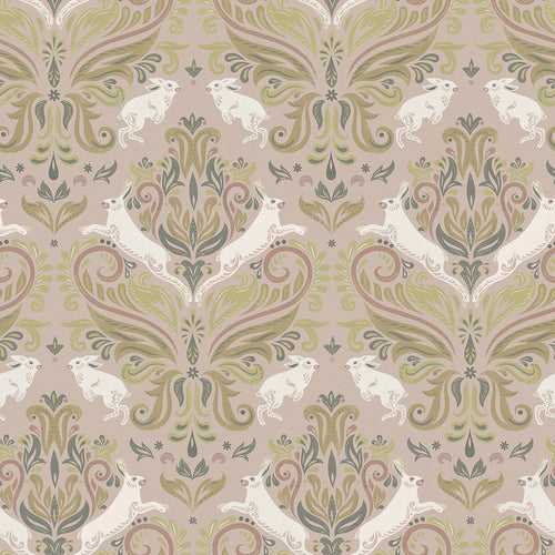 The Hopping Hare Wallpaper in Earthy Hues