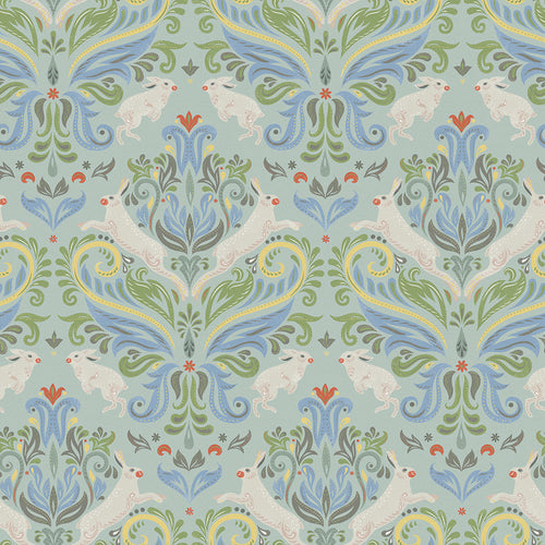 The Hopping Hare Wallpaper in Springtime Shades