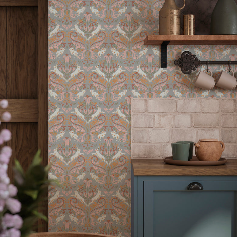 The Hopping Hare Wallpaper in Morning Sunrise