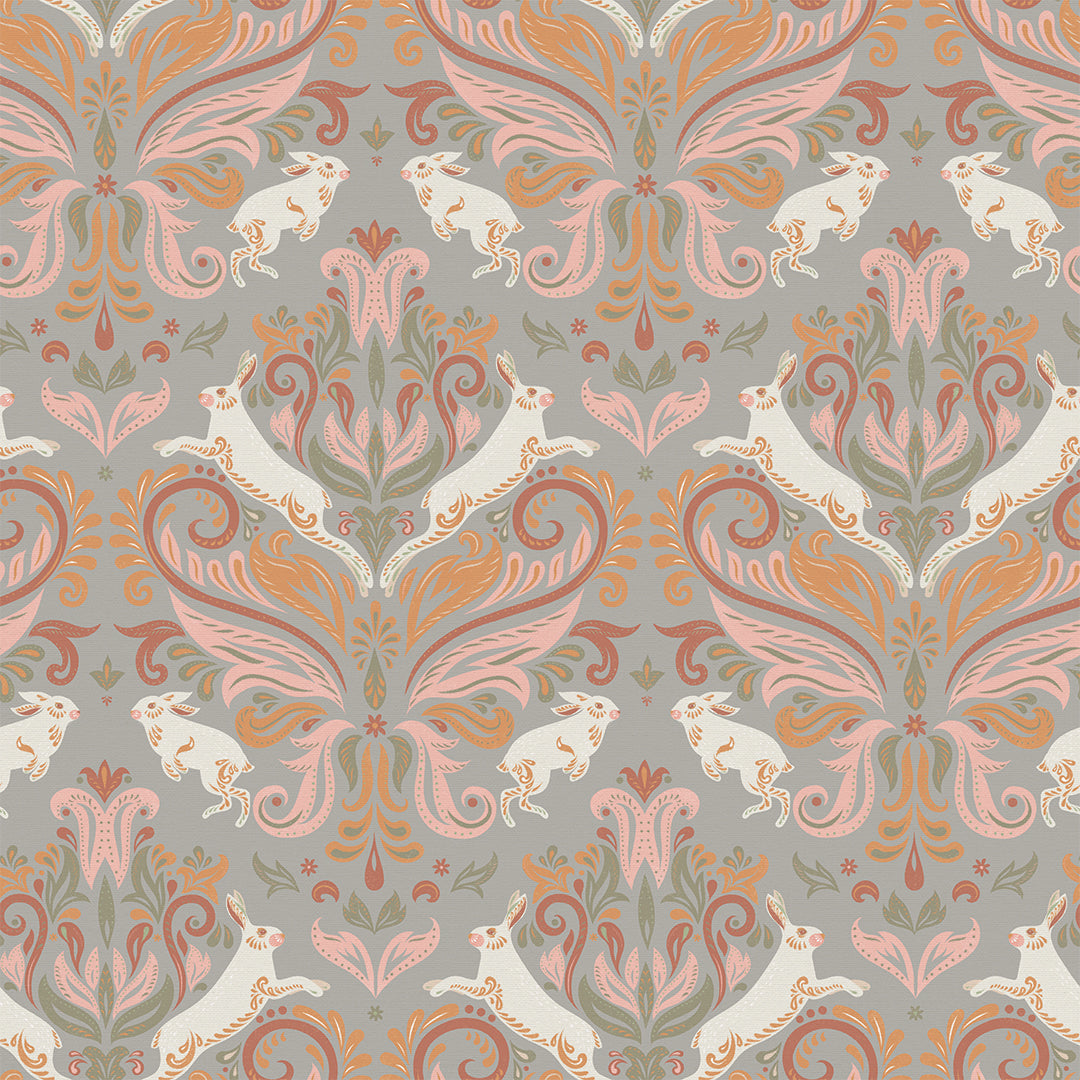 Sample of The Hopping Hare Wallpaper in Morning Sunrise