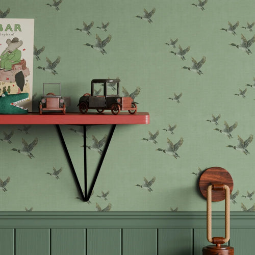 The Mallards Wallpaper in Laurel Green