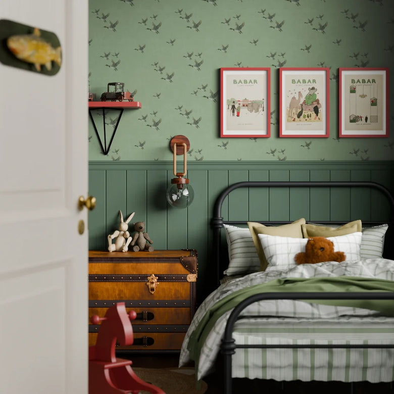 The Mallards Wallpaper in Laurel Green