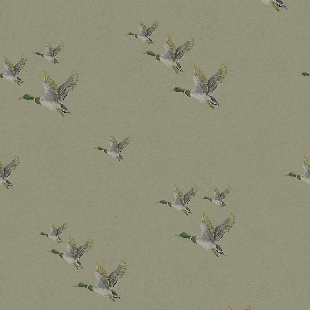 The Mallards Wallpaper in Warm Grey