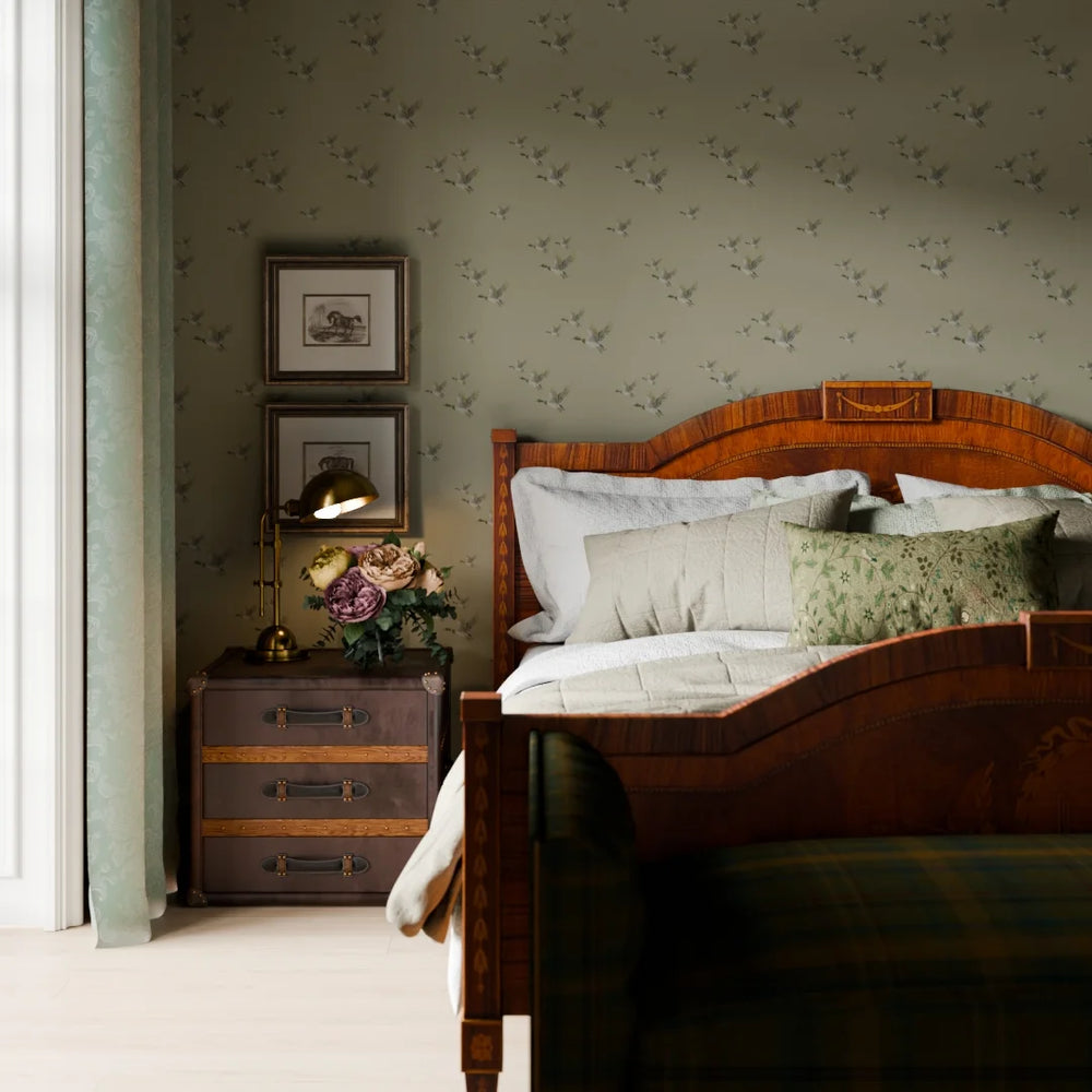 The Mallards Wallpaper in Warm Grey