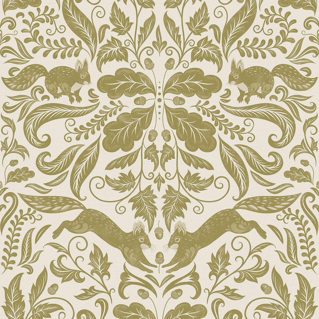 Sample of The Secret Squirrel Wallpaper in Avocado