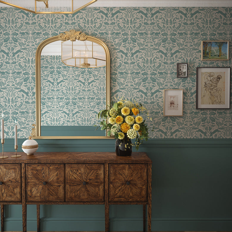 The Secret Squirrel Wallpaper in Teal