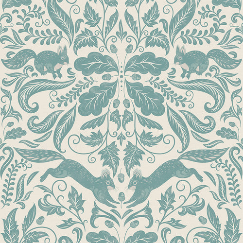 Sample of The Secret Squirrel Wallpaper in Teal