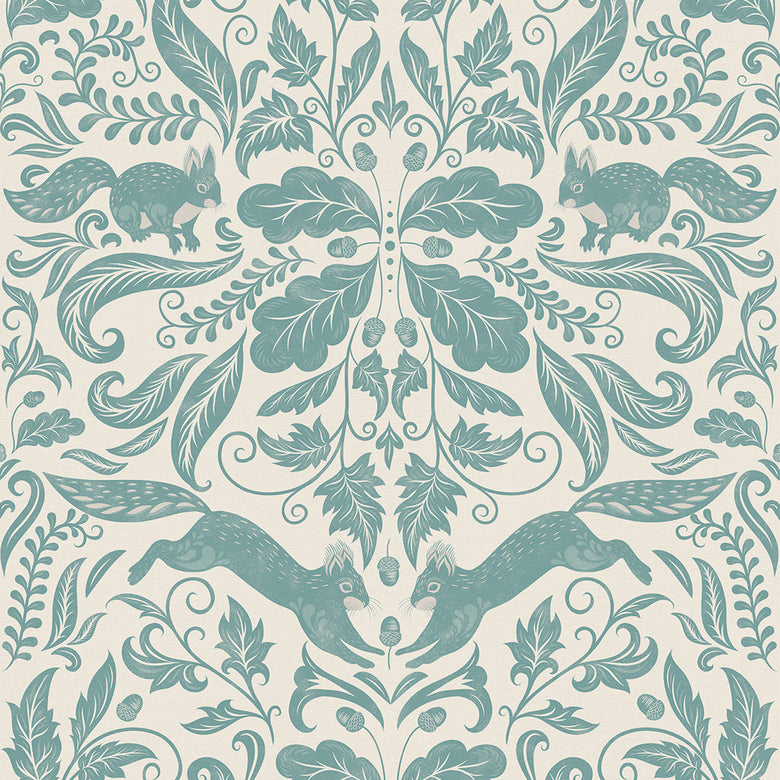 Sample of The Secret Squirrel Wallpaper in Teal