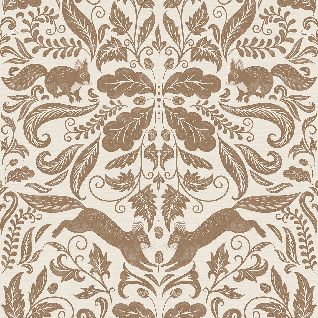 Sample of The Secret Squirrel Wallpaper in Cocoa
