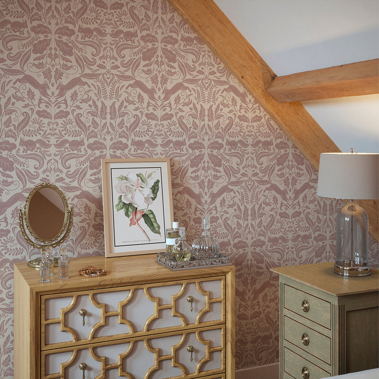 The Secret Squirrel Wallpaper in Rosewood
