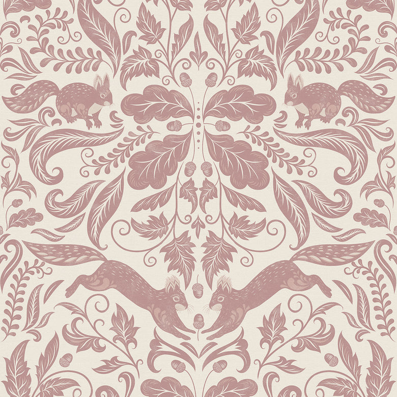 Sample of The Secret Squirrel Wallpaper in Rosewood