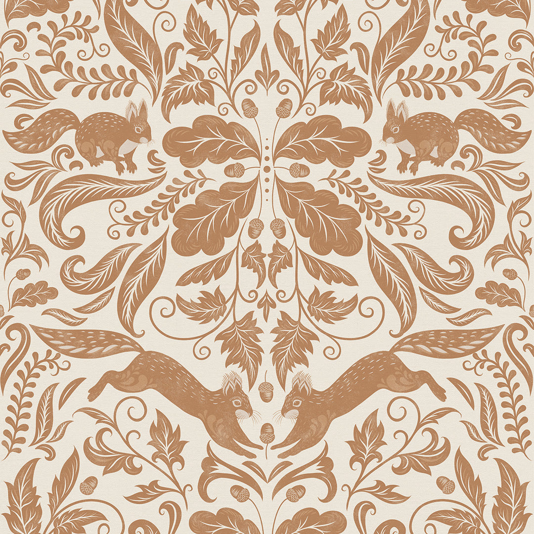 Sample of The Secret Squirrel Wallpaper in Spice