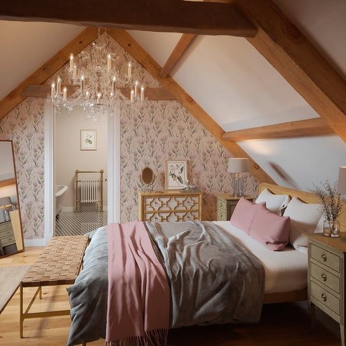 Thistle Royale Wallpaper in Dusty Pink