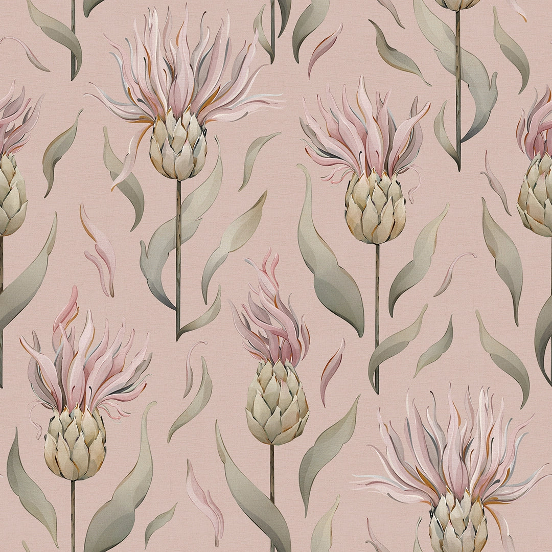 Sample of Thistle Royale Wallpaper in Dusty Pink