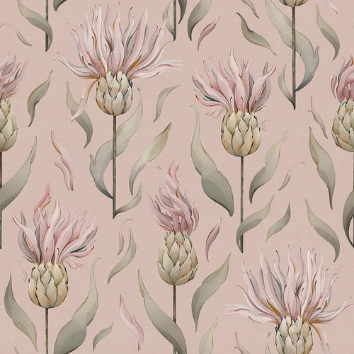 Sample of Thistle Royale Wallpaper in Dusty Pink