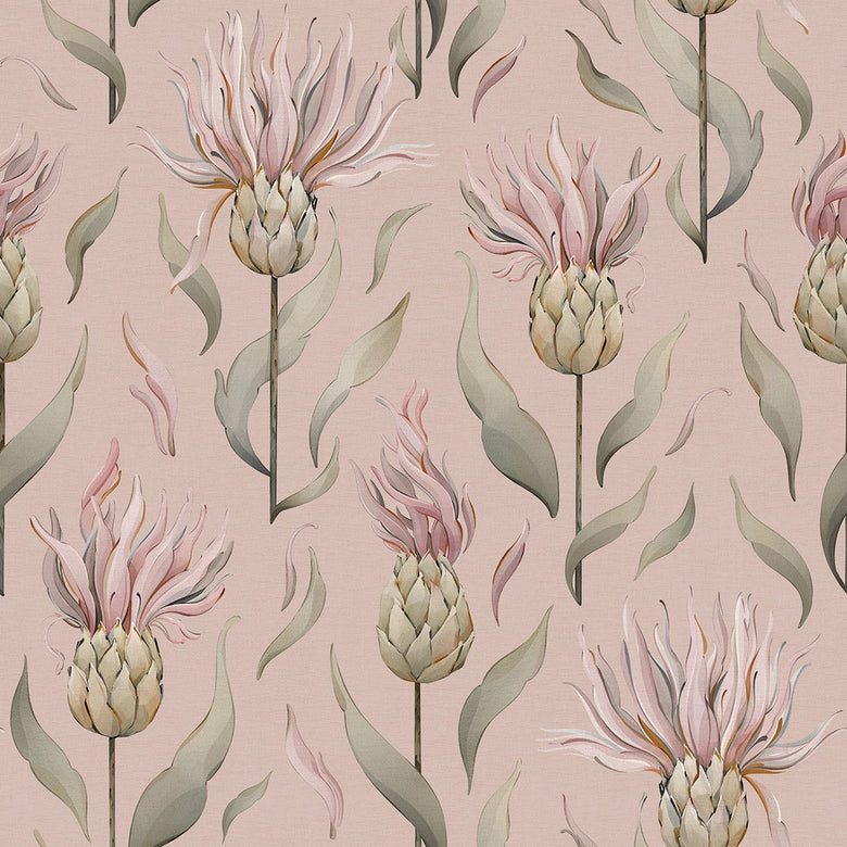 Sample of Thistle Royale Wallpaper in Dusty Pink