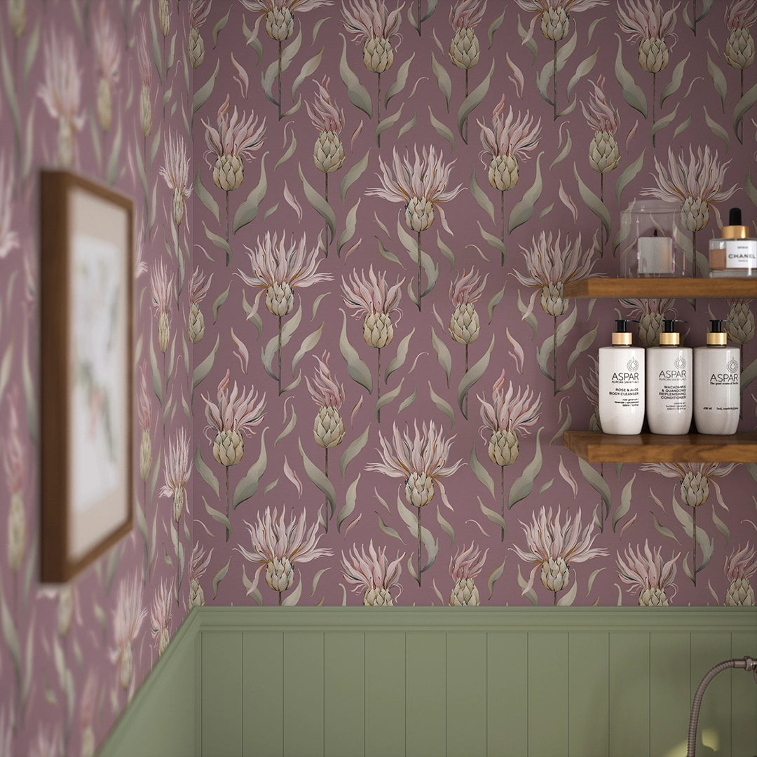 Thistle Royale Wallpaper in French Mauve