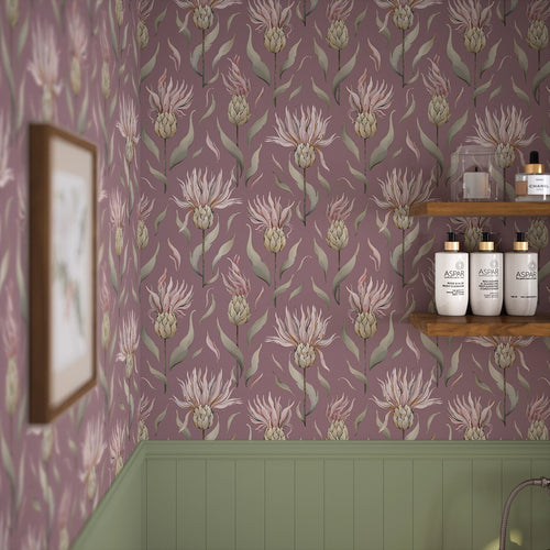 Thistle Royale Wallpaper in French Mauve