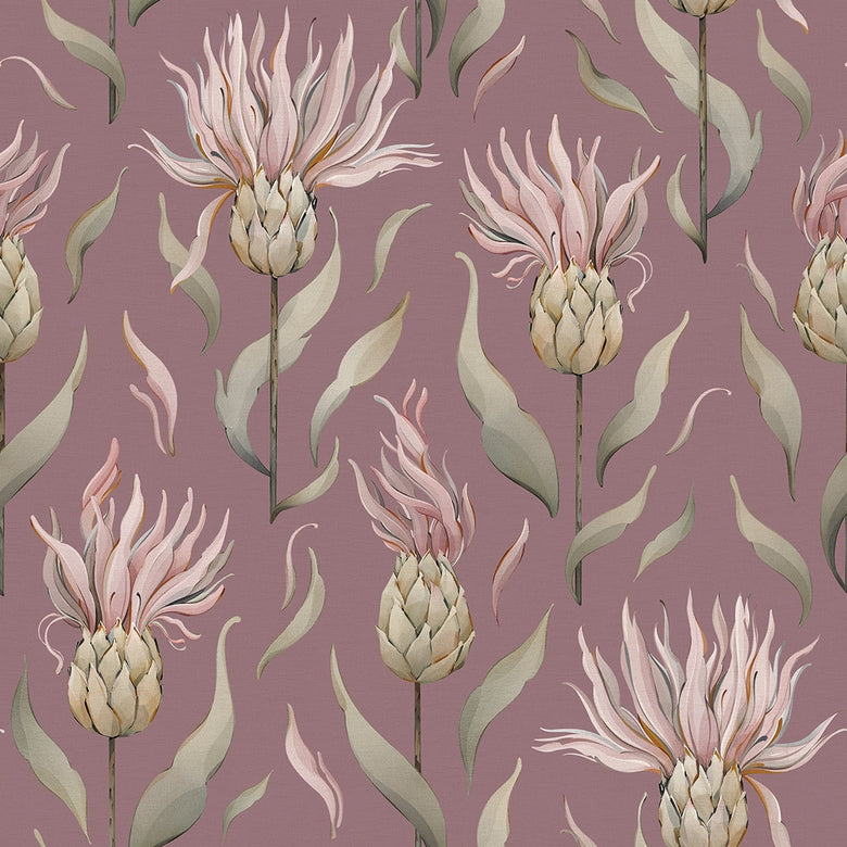 Sample of Thistle Royale Wallpaper in French Mauve