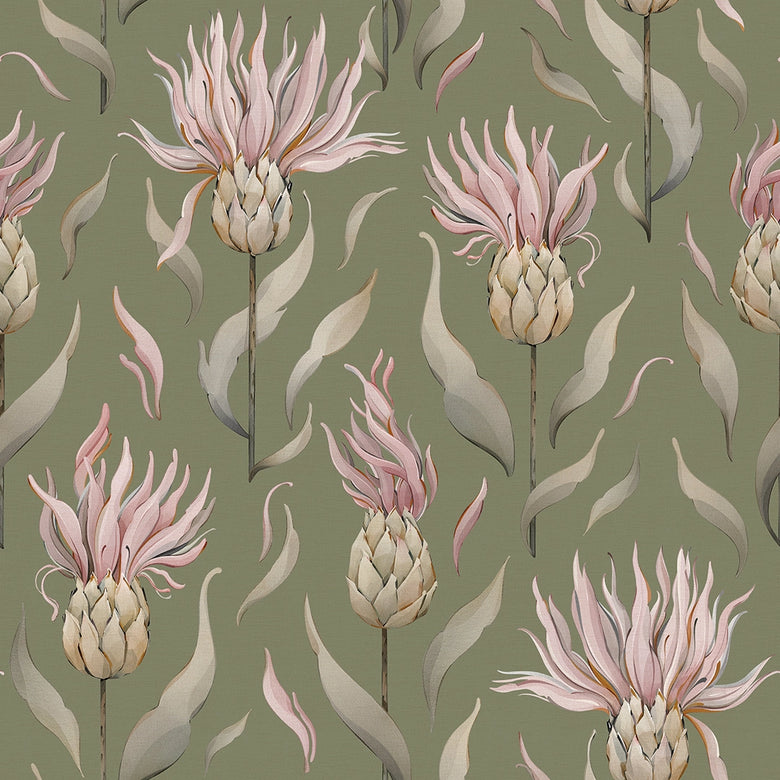 Sample of Thistle Royale Wallpaper in New Forest Green