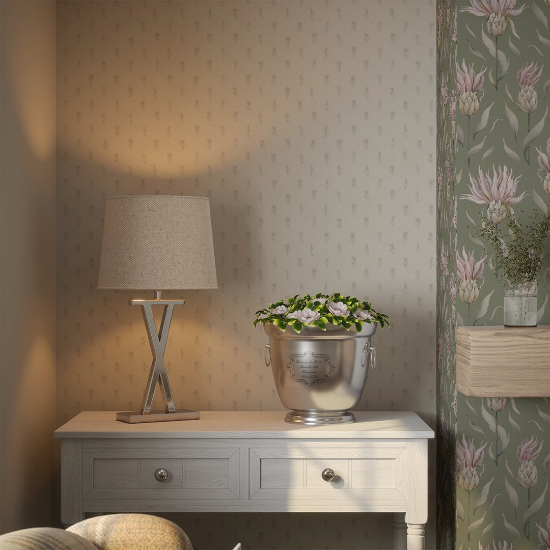 Thistle Royale Wallpaper in New Forest Green