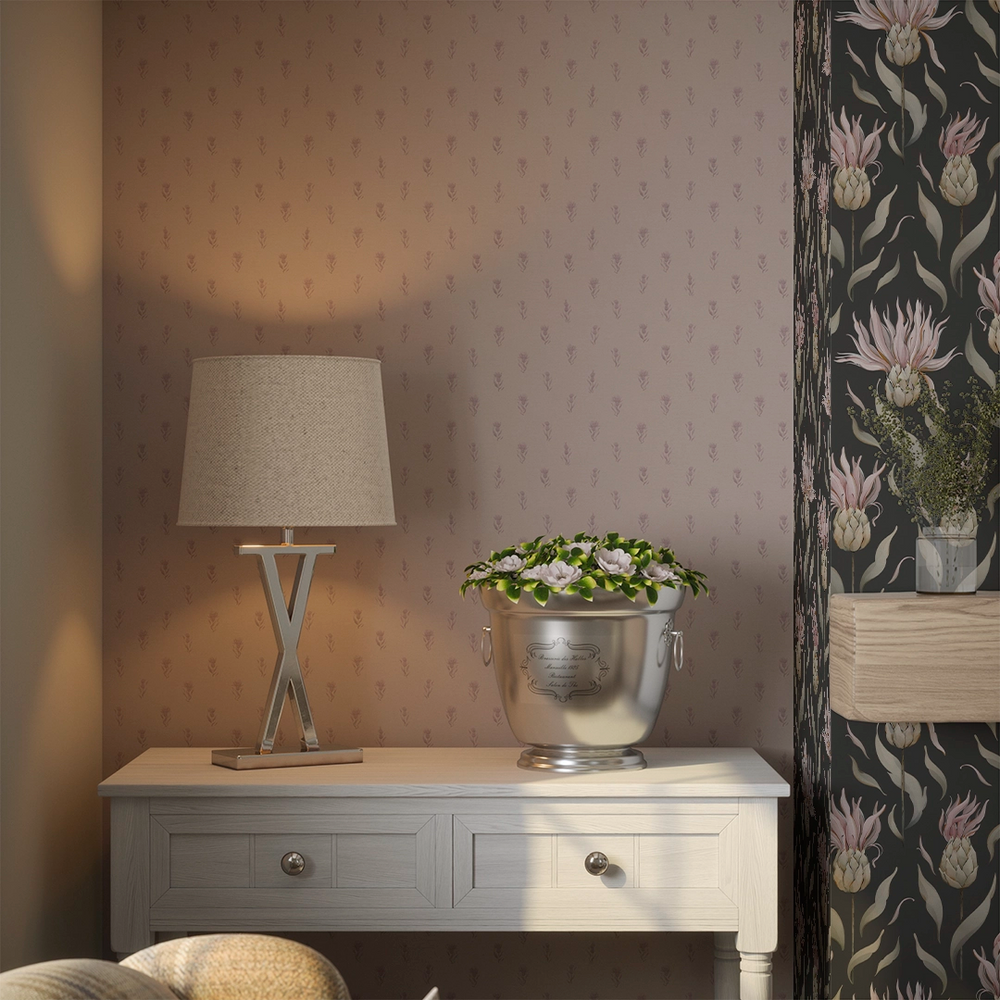 Thistle Royale Wallpaper in Pure Charcoal