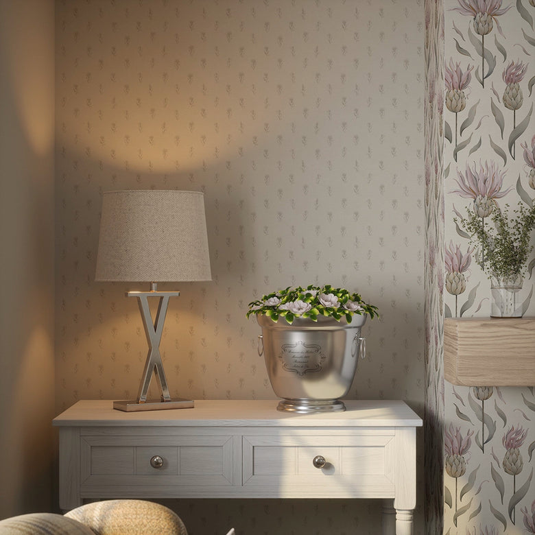 Thistle Royale Wallpaper in Vintage Cream